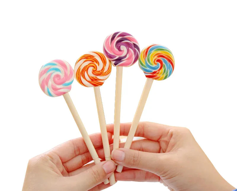 DIY creative מכתבים ילדים אישית חידוש קטיפה Lollipop בצורת עט כדורי יפה ילד כותנה סוכריות