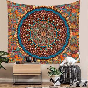 Personnalisé vert Mandala imprimé <span class=keywords><strong>tapisserie</strong></span> tricoté indien Hippie décoration murale psychédélique esthétique tapisseries pour chambre tenture murale - Product Image 6