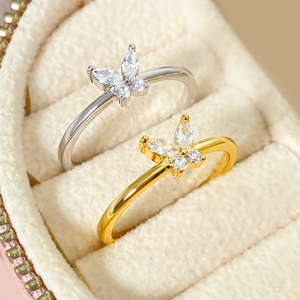 Trendy Korean <b>Rings</b> Bling Cubic Zirconia 18K Gold Plated Dainty Butterfly <b>Ring</b> for Girl - Product Image 4