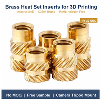 Inserto Termofijable para Impresión 3D, Tuerca Roscada Moleteada de Latón 1/4-20 UNC para Montaje en Trípode de Cámara, Carcasas y Trabajos en Madera
