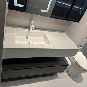 Light luxury slate hot-bent integrated basin bathroom cabinet hotel style wash basin cabinet bathroom cabinet - Product Image 6