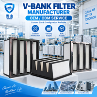 Filter Udara HEPA V Bank Kompak Industri Pasokan Pabrik untuk Ventilasi HVAC Ruang Bersih