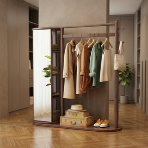 Perchero Moderno de Madera con Ganchos y Estantes, Mueble de Almacenamiento Independiente para Dormitorio o Sala de Estar - Product Image 2