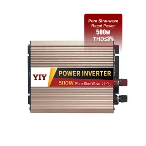 Inverter daya Grid Off Grid 500W, Inverter daya gelombang sinus murni dc ke ac 110v 220v untuk sistem tenaga surya RV rumah