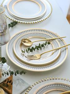 高級ゴールドディナープレートガラスチェンジャーサービスプレート装飾サラダデザートセラミック充電器プレート結婚式の装飾 - Product Image 4