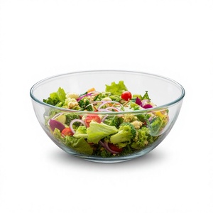 Bol en verre transparent 21 cm, passe au lave-vaisselle, design minimaliste pour servir les aliments, usage domestique - Product Image 2