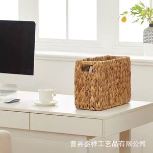 Water Hyacinth Woven <b>Storage</b> <b>Basket</b> Rectangle <b>Large</b> Capacity Handmade Toy Organizer Living Room Decoration - Product Image 4