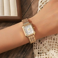 Nouvelle Montre à Quartz pour Femme avec Bracelet en Alliage de Zinc à Maillons de Bambou et Perles Arabes Mixtes, Style Romantique + Ensemble Boucles d'Oreilles pour Toutes les Occasions