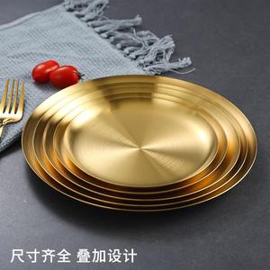 Stainless Steel Round Shallow Plate 651 Microwave Safe For Grilling Meat Vegetables Fruit Cake Serving Tray - Product Image 2