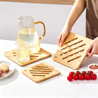 Tapis isolant en bambou pour la maison, dessous de plat carré anti-brûlure, support creux pour tasses, cuisine, résistant aux hautes températures, pour la salle à manger