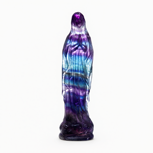 Sculpture de la Vierge Marie en fluorite multicolore - Une fusion radieuse de foi et de guérison - Product Image 2