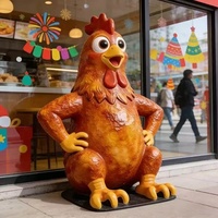 Escultura de Resina Realista de un Cubo de Pollo Gigante, Pieza Decorativa para Zonas de Comida en Parques Temáticos