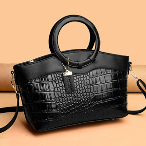 Ring <b>Top</b> Handle Satchel Shoulder Bag PU Leather Embossed Tote Hand Bag Pattern Handbag for Women - Product Image 2
