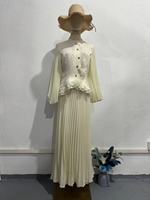 Top jupe Eid musulman Abaya jupe plissée ensembles Ramadan Jalabiya dubaï arabe maroc Musulman Ensembles solide femmes 2 pièces ensemble