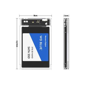 2.5 Inch USB 3.0 <b>External</b> Hard <b>Drive</b> Enclosure Transparent Plastic Case With Led Light For Sata Hdd <b>SSD</b> - Product Image 3