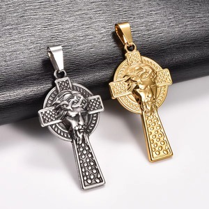 Collar con Colgante de Cruz y Rostro de Jesús en Acero Inoxidable Retro para Hombres y Mujeres, Amuleto Religioso de Oración y Fe, Cadena de Metal, Joyería - Product Image 4