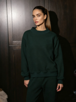 Sweat-shirt contemporain ample à col montant pour femmes et adolescentes 2026 – Coupe courte oversize à manches longues – Tendance hiver