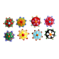 Manik-manik Kaca Bunga 3D Warna-warni Buatan Tangan Ukuran 17mm, Manik-manik Lepas untuk Bahan Aksesoris Perhiasan Gelang