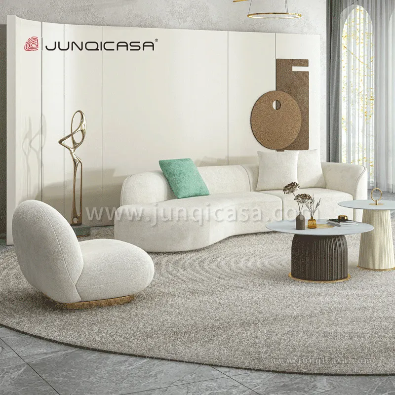 Sofá de alta qualidade, meia círculo branco minimalista conjunto de sofá redondo moderno sofá curvo