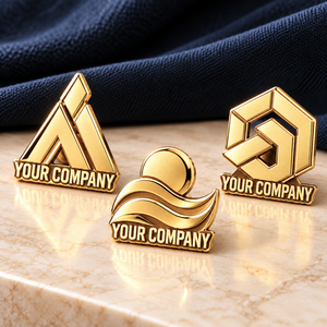 Custom Gold 3D Die Cast Company Logo Metal Lapel Pins Corporate Commemorative Badges OEM ODM - Product Image 1