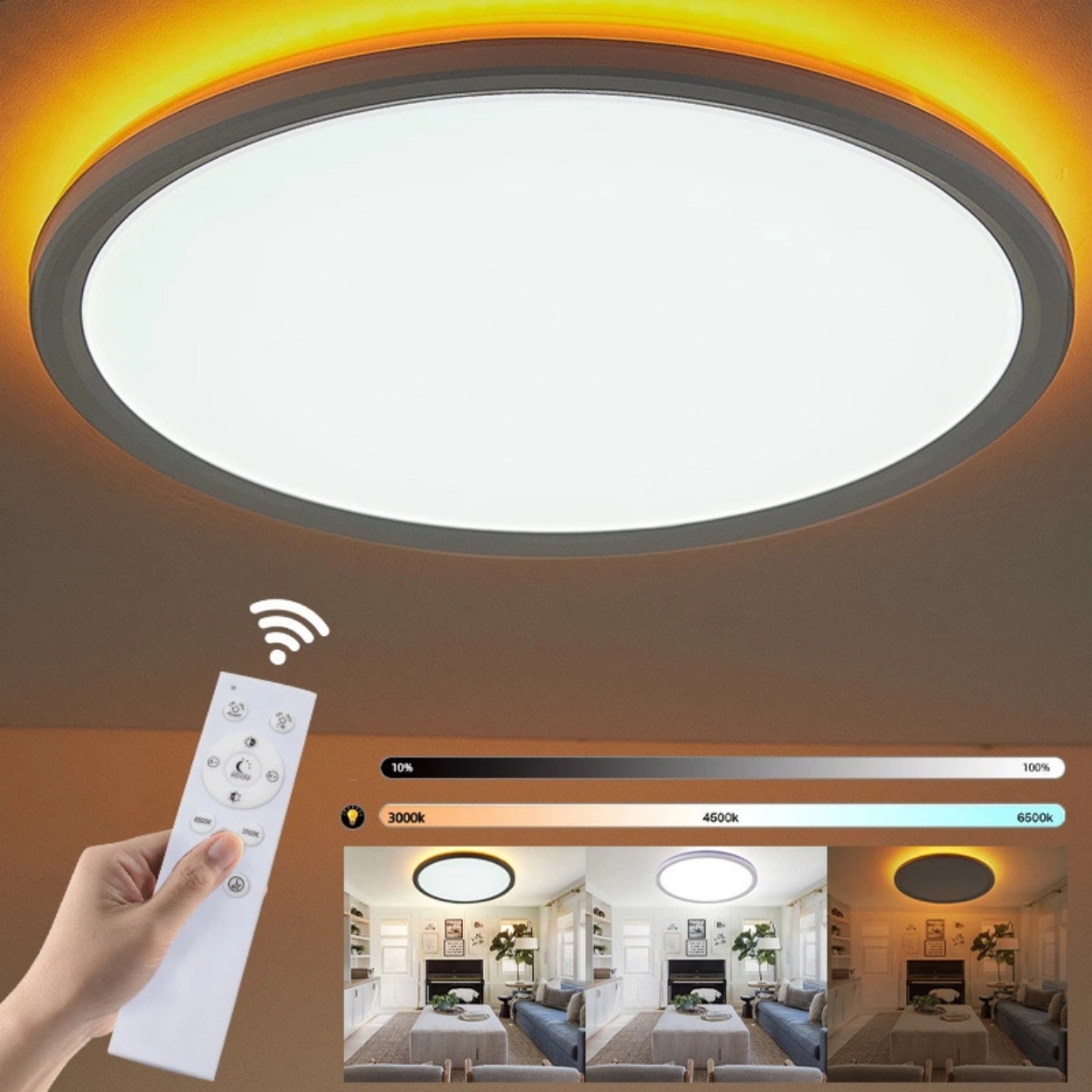 Modern Ultra-Thin LED Ceiling Light Round Ceiling Lamp Night Light with Remote Control for Living Room Home Decorative