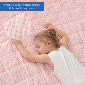 Couverture lestée pour enfants, petite fille, respectueuse de la peau, douce à pois en Minky, rose, 7 couches pour enfants, vente en gros - Product Image 6