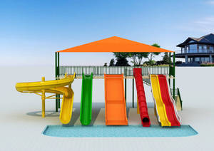 5m cao kết hợp cầu vồng ống trượt mở trượt sợi thủy tinh hồ bơi đường cong trượt cho trong nhà và ngoài trời - Product Image 4