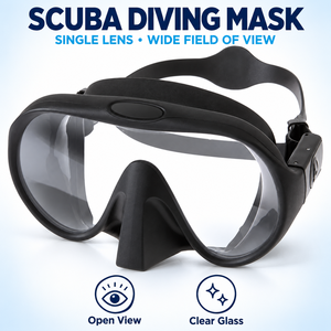Masque de plongée sans cadre M-1, verre ultra-clair, lentille unique, vue large, bordure en silicone souple pour la plongée avec tuba - Product Image 1