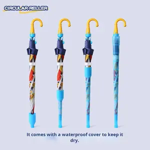 Nuevo creativo 8K costillas poliéster niños lluvia <span class=keywords><strong>brillo</strong></span> paraguas impermeable Linda cubierta de dibujos animados listo para la venta de jardín de infantes - Product Image 4