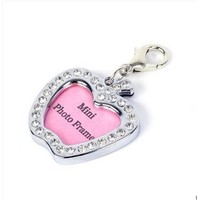 Vente en gros de mini cadres photo en strass, étiquettes d'identification pour animaux de compagnie, étiquettes de nom pour chien, pendentif personnalisé avec photo pour collier