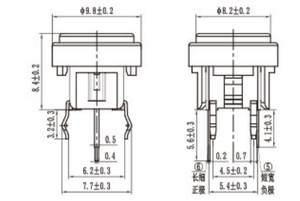 12 * 12mm 5ピン12vタクトスルーホール端子瞬間フラットヘッドボタン防水LEDプッシュボタンスイッチ - Product Image 4