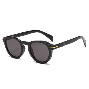 Nouvelles lunettes de soleil rétro européennes et américaines à monture ronde unisexe, verres PC UV400, noires, mode, protection solaire, voyage, cyclisme, conduite - Product Image 1