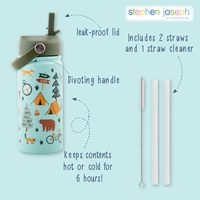 Botol termos Stainless Steel luar angkasa lucu 14oz kustom dengan sedotan untuk anak-anak botol air terisolasi vakum berkemah portabel