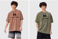 T-shirt Streetwear Oversize Homme 100% Coton Haute Qualité Mode Rétro Vintage Manches Courtes Décontracté Anti-boulochage Uni 230g