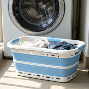 Cesto <span class=keywords><strong>de</strong></span> Ropa Plegable <span class=keywords><strong>de</strong></span> 50L, Diseño Nuevo, Cesta <span class=keywords><strong>de</strong></span> Almacenamiento <span class=keywords><strong>de</strong></span> Plástico Ventilada para Ropa <span class=keywords><strong>de</strong></span> Bebé, Organizador para el Hogar y la Guardería - Product Image 3