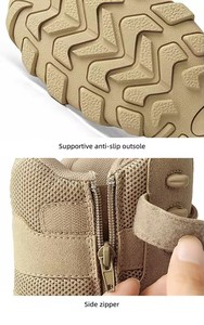 Botas tácticas para hombre con cordones, color arena, tela Oxford, para senderismo y escalada al aire libre. - Product Image 2