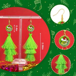 Elegantes Pendientes Colgantes Verdes para Mujer con Patrón de Trébol Arcoíris y Animales, Joyería para Fiestas, Viajes y Regalos - Product Image 3