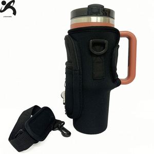 Housse isotherme pour bouteille d'eau de 40 oz avec bandoulière et poche zippée pour les voyages et les pique-niques - Product Image 4