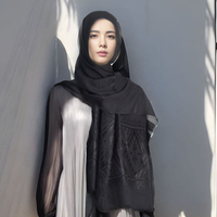 Vente en gros 2024 Nouveau Ethnique Dames Hijab Musulman Mode Réversible Uni Tissé Coton Voile Femmes Musulman Pashmina Châle Hijab
