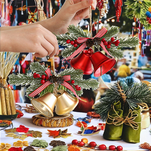 เครื่องประดับตกแต่งต้นคริสต์มาสปี 2025 ระฆังปักลายเคลือบสีสันสดใส ระฆังรูปดาวสามแฉก พวงหรีดเหล็กรูปดาว ทำด้วยมือ DIY สำหรับตกแต่งต้นคริสต์มาส - Product Image 2