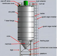 Silo en acier à volume maximal de 300T, hautement personnalisable, pour le stockage de ciment en vrac, de cendres volantes et de sable de silice, avec système de fixation par boulons