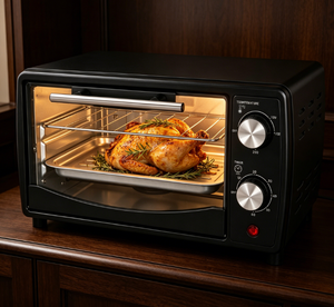 Mini Horno Tostador Eléctrico Negro de 11L, 800W de Potencia, Temporizador de 60 Minutos, Puerta de Vidrio, Asa de Acero Inoxidable para Comidas Rápidas, Bocadillos y Uso en Exteriores - Product Image 3