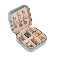 Organisateur de bijoux en velours écologique Qinyu tendance avec fermeture éclair, boîte de rangement pour colliers et boucles d'oreilles, 3 pouces