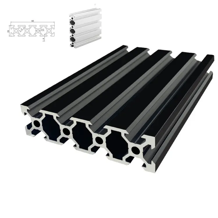 Tubo de alumínio 6063 T5 8020 Standard Europeu T Slot 2080 Perfil de Extrusões de Alumínio para Impressora 3D Trilho Linear