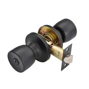 Kunci kenop pintu silinder baja tahan karat hitam, universal untuk kamar tidur dan kamar mandi - Product Image 3