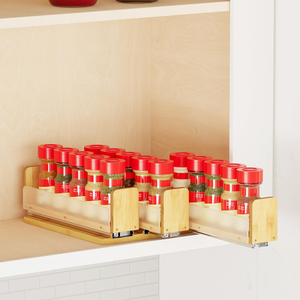 ชั้นวางของไม้ไผ่2ชั้นสำหรับวางเครื่องเทศแบบ3ลิ้นชักชั้นวางของแบบเลื่อนออกได้กว้าง7.6นิ้ว - Product Image 2