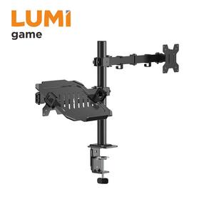 Support double moniteur LDT129-C024ML10kg avec plateau pour <span class=keywords><strong>ordinateur</strong></span> <span class=keywords><strong>portable</strong></span>, fixation réglable par pince de bureau pour 2 écrans, idéal pour la maison et le bureau - Product Image 1