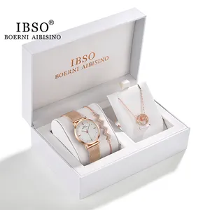 IBSO情人节礼物女士石英手表套装简单的圣诞节礼物手链手表女士Relogio Masculino