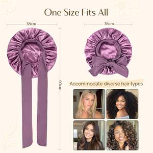 女性用シルクターバンデザイナーDuragsスリープボンネット2025卸売高級カスタムロゴエッジラップマルベリーシルクヘアボンネット付き - Product Image 5