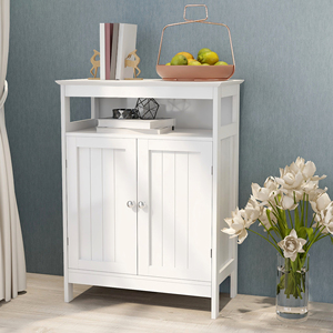 Bathroom Standing Storage Cabinet With Double <b>Shutter</b> Doors White - Product Image 2